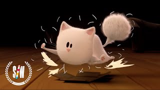 Cat and Moth  Cute CG Animated Short Film where Two Animals Battle for a Comfy Sofa [upl. by Gad]