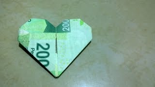 Billete en forma de corazón para regalar  Manualidades Origami fácil de hacer [upl. by Ellened744]