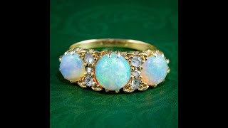 Antique Victorian Opal Diamond Ring 3ct Opal [upl. by Leckie]