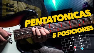 Las 5 Posiciones de la ESCALA PENTATONICA  En Guitarra Eléctrica 🎸 Mayor y Menor  Facil y Sencillo [upl. by Angus]