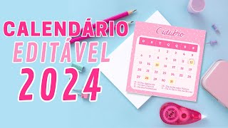 Faça Seu Calendário 2024 Editável no CANVA [upl. by Sokul]