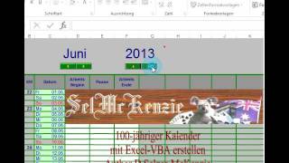 100jährigen Kalender mit Excel VBA erstellen [upl. by Janel255]