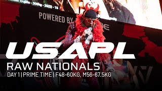 2023 USAPL Raw Nationals  Day 1  Prime Time F4860kg M56675kg [upl. by Yekcin]