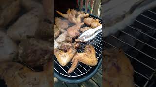 jamaican green blend fireball pork chops and Kansas sweet heat sizzling on grill [upl. by Nenney]