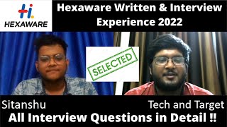 Hexaware Interview Experience 2022  Sitanshu Selected  All Interview Questions 🔥🔥 [upl. by Farant]