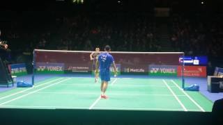 Lin Dan throws his racket during rally  ALL ENGLAND OPEN 2017 [upl. by Emmalyn]