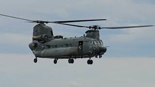 Boeing CH47 Chinook on approach  RAF Odiham  18BSquadron [upl. by Ahsa]