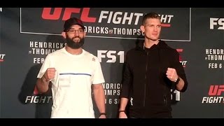 UFC Fight Night 82 Hendricks vs Thompson Face Offs [upl. by Imerej537]