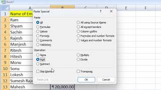 Salary increment and decrement report in Microsoft Excel  Paste Special option in Ms Excel [upl. by Juta]