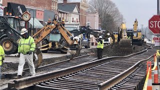 Street Running Track Replacement UP CLOSE Heavy MOW Work Bad Track Removal Replacement Part 1 [upl. by Ynohtnaleahcim199]