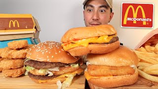 EATING MCDONALDS CRISPY CHICKEN NUGGETS FILET O FISH SANDWICH BIG MAC CHEESEBURGERS MUKBANG ASMR [upl. by Yeleen]