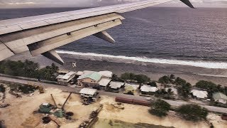 United B737 Landing Majuro Marshall Islands [upl. by Einyaj]