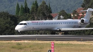 Air Nostrum CRJ1000 ECMLC quotEmilio Serratosaquot despegando de Vigo [upl. by Annoel]