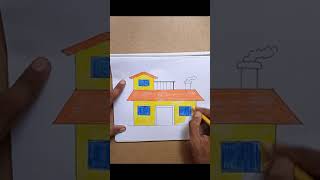 How to Draw a Simple House Step by Step  Easy Tutorial for Beginners Simple House Drawing  shorts [upl. by Rogerg]