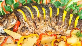 Рыба фаршированная овощами с картофелем запеченная в духовке 🐟 рецепт рыбы в пост [upl. by Giverin]