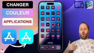 Comment Changer Couleur des icônes dApplication  iPhone  iPad  iOS 18 [upl. by Berget]