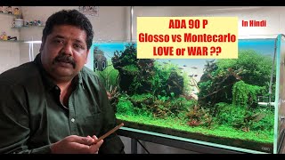 HOW Glosso Vs Montecarlo Carpet Plants growing in ADA90P Planted Aquarium  Growing Aquarium Plants [upl. by Mundt67]