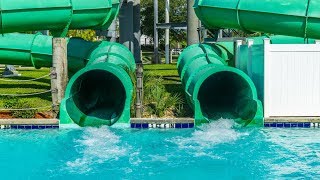 Sunsplash Family Waterpark  Power Surge Waterslide  Raft Slide Onride POV [upl. by Novyar509]