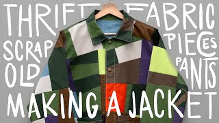 Making a Patchwork Jacket with Thrifted Materials [upl. by Sivar247]