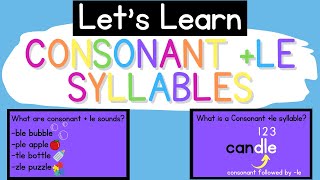 Consonant  le Syllables Syllable Types [upl. by Ha]