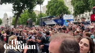 Crowds gather to boo Boris Johnson during resignation speech [upl. by Trahern]