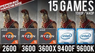 Comparativo  Ryzen 5 3600 vs 2600 3600x Core I5 9400F 9600K I7 8700K 15 Games 1080p  1440p [upl. by Eizle]