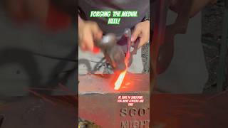 Forging and safing the medial heel of a handmade concave horseshoe farrier blacksmith horseshoe [upl. by Eivod125]