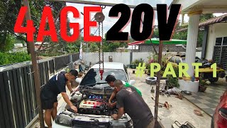 把引擎移出我的车！！ 然后翻新4AGE 20V part1 [upl. by Atoiyanap]