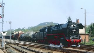 44 10932 mit Güterzug in Pößneck  Reichsbahn Plandampf  06051992 [upl. by Itsrik]