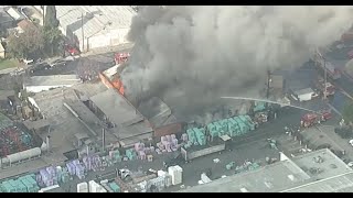 Firefighters battling massive commercial fire in Lynwood [upl. by Pain]