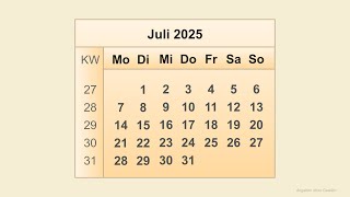 Kalender Juli 2025 [upl. by Inman]