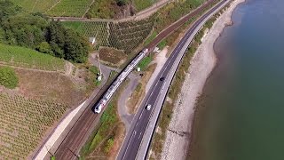 Eisenbahn von oben Bopparder Hamm im Spätsommer [upl. by Madelina]