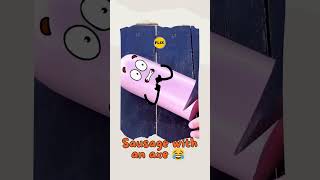 Sausage with an axe 😂doodlanddoodles funny doodle cartoon shorts animation funnyimages [upl. by Lucky347]