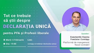 Tot ce trebuie să știi despre Declarația Unică  Pentru PFA și Profesii Liberale [upl. by Orutra]