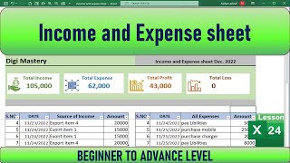 Best way to create income and expense Dashboard in excel for office and personal use [upl. by Halak]