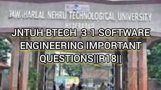 JNTUH 31 SOFTWARE ENGINEERING IMPORTANT QUESTIONSR18JNTUH [upl. by Baerman727]