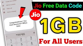 Jio 1GB Free Data Offer Today  Jio Free Data Code  My Jio App Se Free Me Data Kaise le [upl. by Nnylesor]