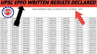 UPSC EPFO Written Result declared 2024  UPSC EPFO PA result 2024 [upl. by Alekahs]