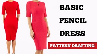 HOW TO DRAFT A BASIC PENCIL DRESS  Beginner Friendly Tutorial [upl. by Aileen]