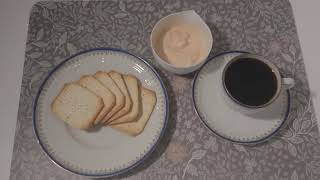 Tiny breakfast Black Coffe with biscuit and chili and paprika flawoured creme fraiche [upl. by Euqinmod]