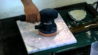 Marble polishing by orbital sander [upl. by Ylicec]