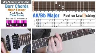 Guitar Lesson List of Triad Barr Chords w Animation TAB amp Music Theory [upl. by Yolanda411]