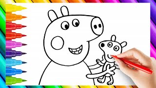 Drawing And Coloring Peppa Pig and Her Family 💖 Learn Colors 🌈 Easy Step by Step Drawings For Kids [upl. by Kirby]