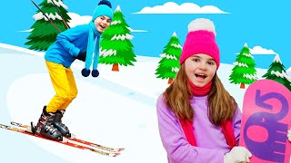 Winter Sport Song for Children  Nursery Rhymes amp Kids Songs  Nick and Poli [upl. by Lirbaj]