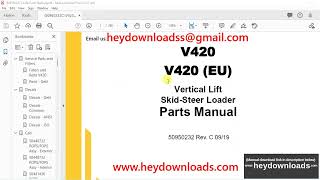 Gehl V420 V420 EU Vertical Lift SkidSteer Loader Parts Manual 50950232  PDF DOWNLOAD [upl. by Rannug]