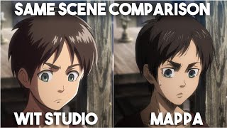 MAPPA vs Wit Studio Animation Comparison with same scene of Attack on Titan  Shingeki No Kyojin [upl. by Dami]