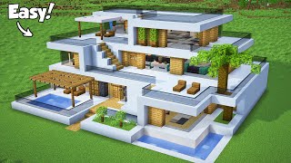 Minecraft How to Build a Modern House Tutorial Easy 48  Interior in Description [upl. by Eizeerb]