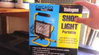 Harbor Freight Tools Portable Halogen Shop Light Review [upl. by Kciredorb]