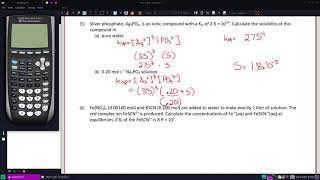 Calculate the solubility of Ag3PO4 in a pure water b 020 mol L1 Na3PO4 solution [upl. by Mariele]