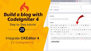 29 Integrate CKEditor 4 in CodeIgniter 4 [upl. by Eriam]